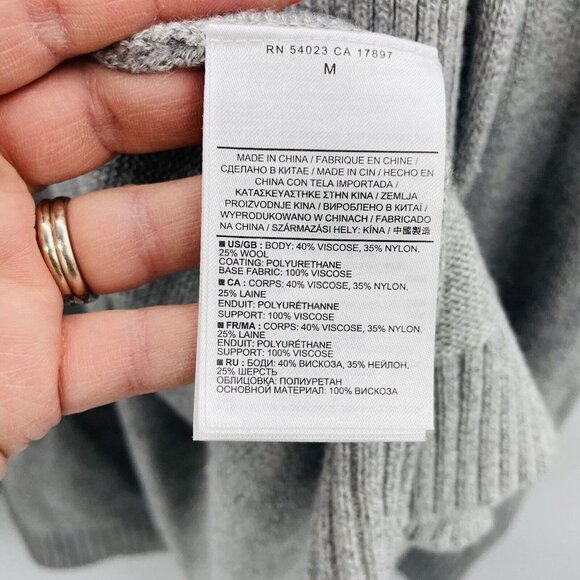 Banana Republic Womens Medium Open Front Cardigan Sweater Vegan Leather Pockets - Picture 6 of 6